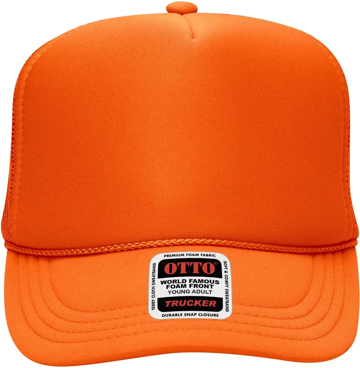 Otto 39-165 5 Panel High Crown Mesh Back Trucker Cap - Orange