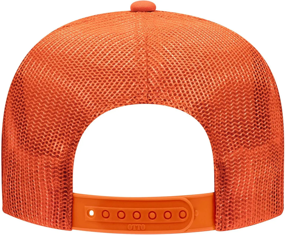 Otto 39-165 5 Panel High Crown Mesh Back Trucker Cap - Orange