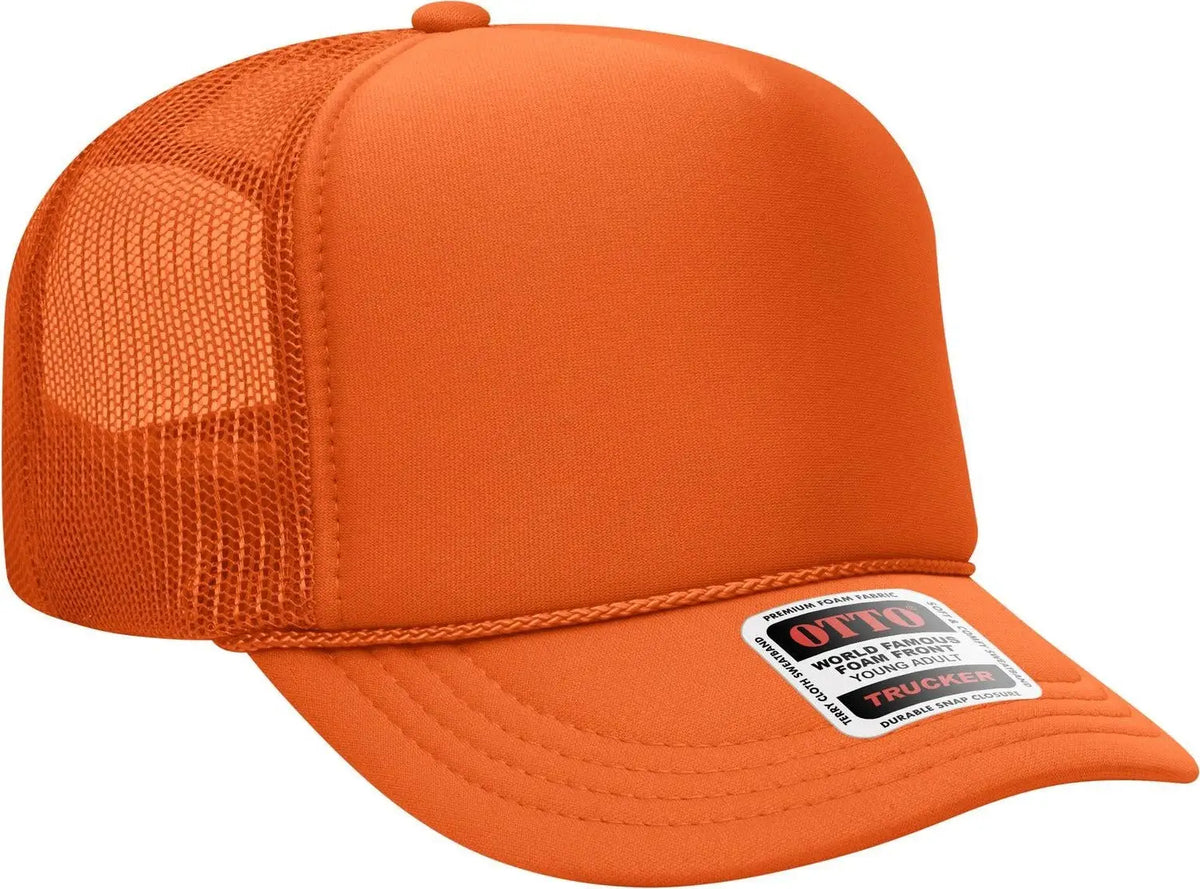 Otto 39-165 5 Panel High Crown Mesh Back Trucker Cap - Orange