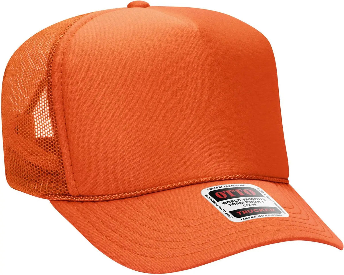 Otto 39-165 5 Panel High Crown Mesh Back Trucker Cap - Orange
