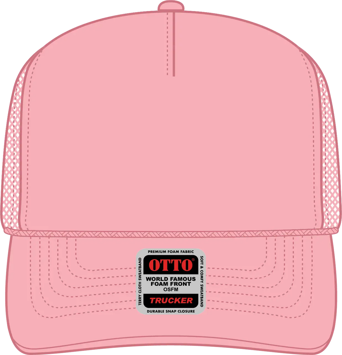 Otto 39-165 5 Panel High Crown Mesh Back Trucker Cap - Pink - 6’’ - 7 1/8’’