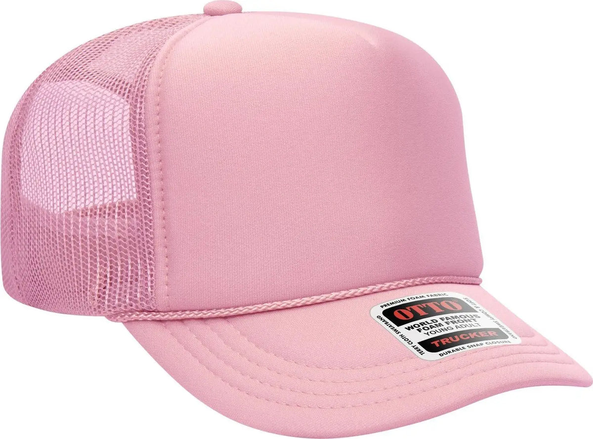 Otto 39-165 5 Panel High Crown Mesh Back Trucker Cap - Pink