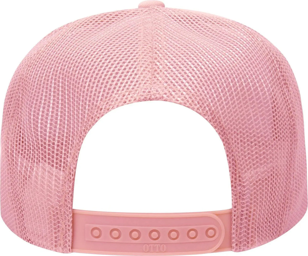 Otto 39-165 5 Panel High Crown Mesh Back Trucker Cap - Pink