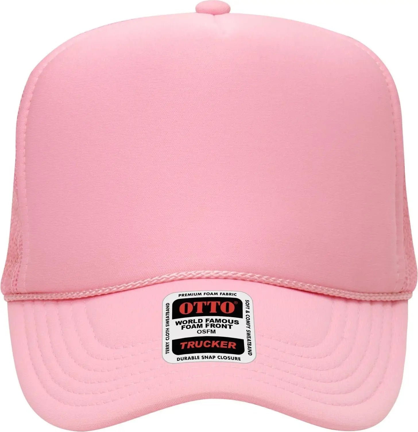 Otto 39-165 5 Panel High Crown Mesh Back Trucker Cap - Pink