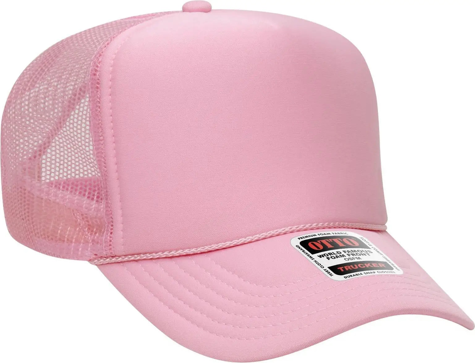 Otto 39-165 5 Panel High Crown Mesh Back Trucker Cap - Pink