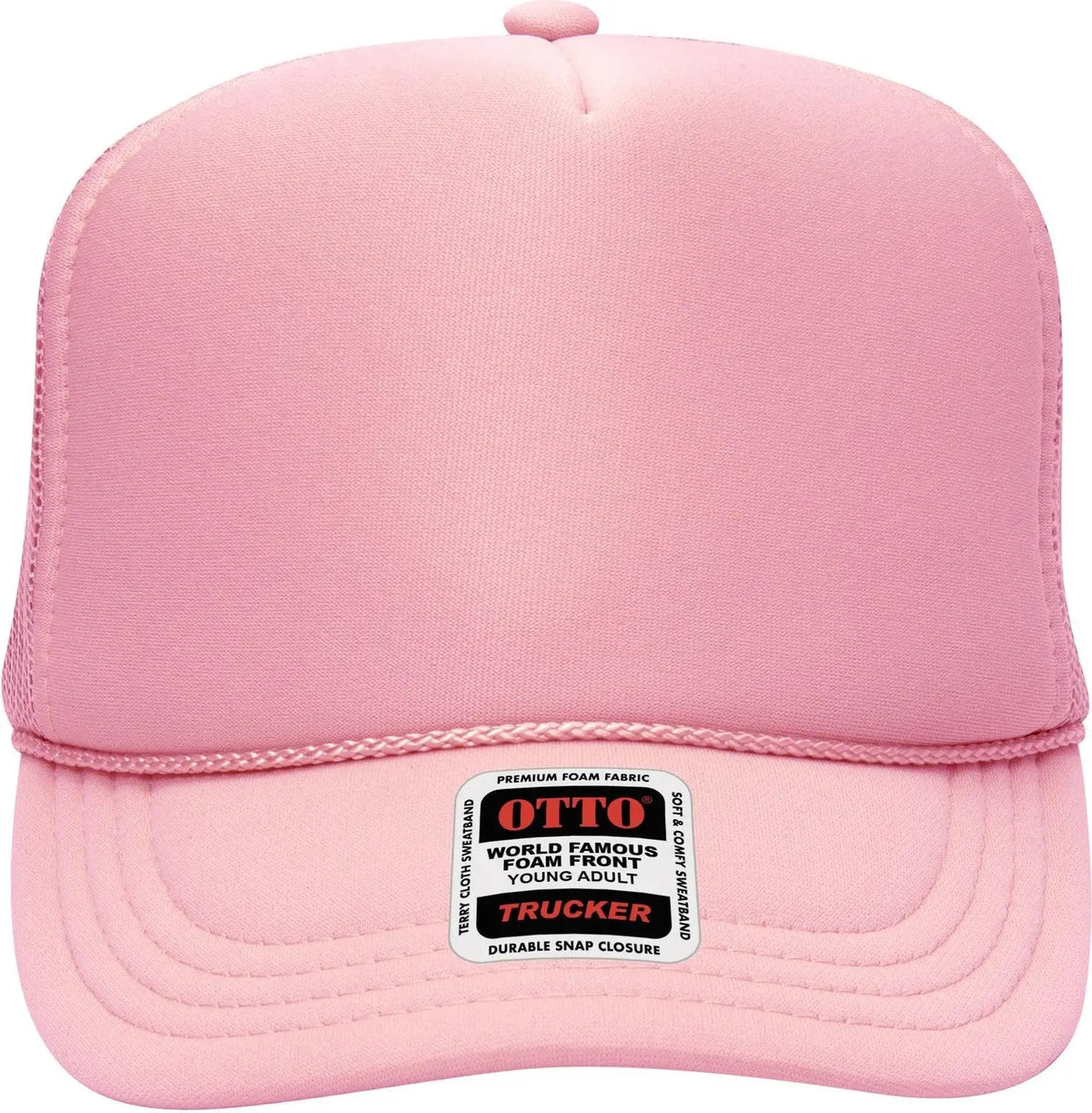Otto 39-165 5 Panel High Crown Mesh Back Trucker Cap - Pink