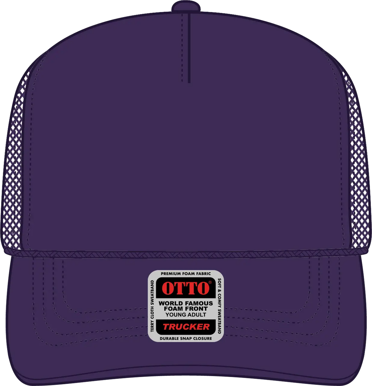 Otto 39-165 5 Panel High Crown Mesh Back Trucker Cap - Purple - 6’’ - 7 1/8’’