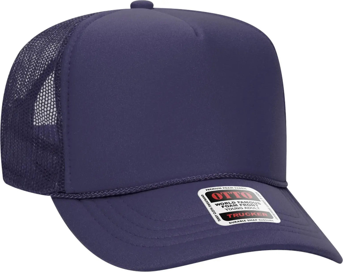 Otto 39-165 5 Panel High Crown Mesh Back Trucker Cap - Purple