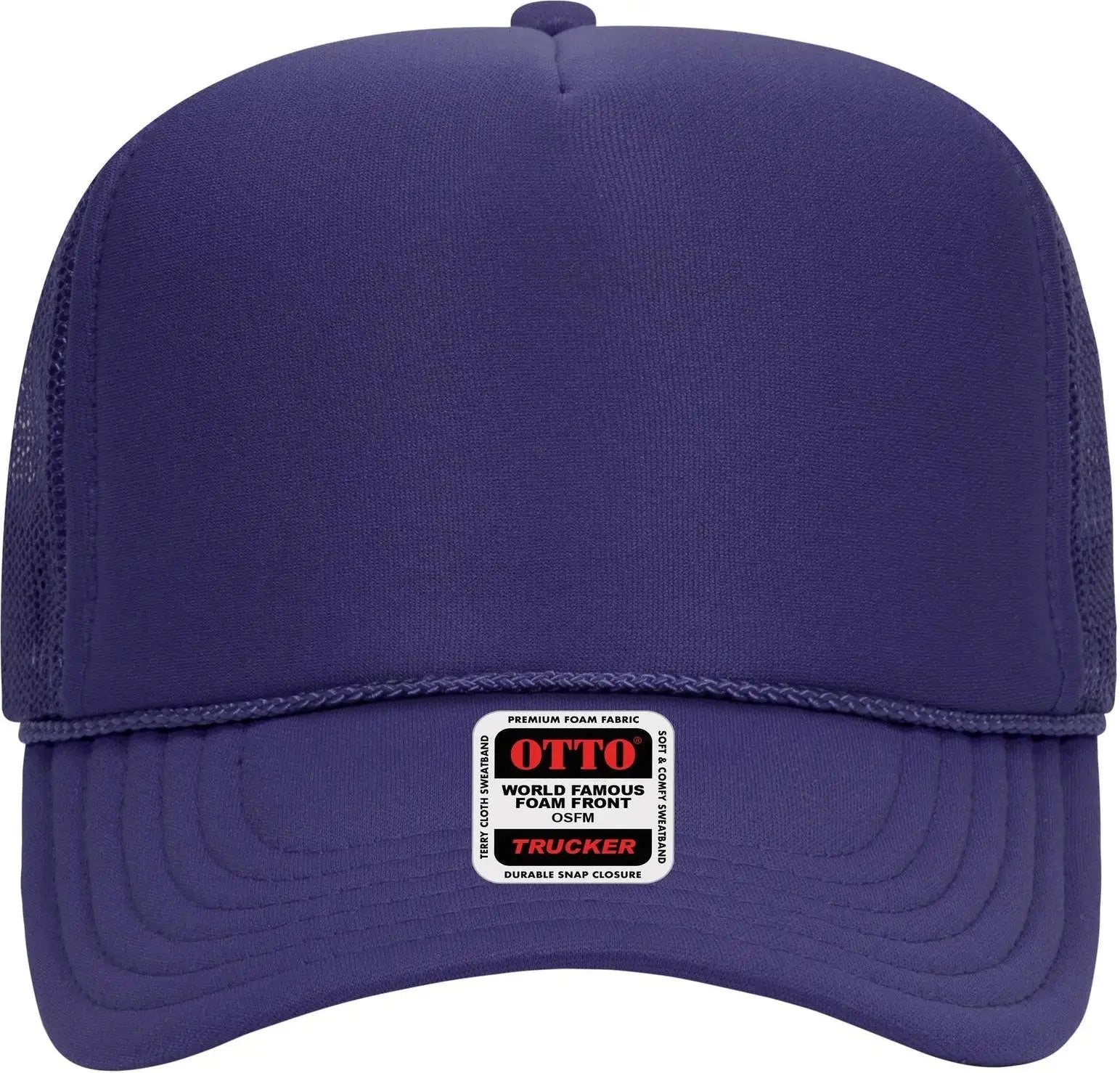 Otto 39-165 5 Panel High Crown Mesh Back Trucker Cap - Purple