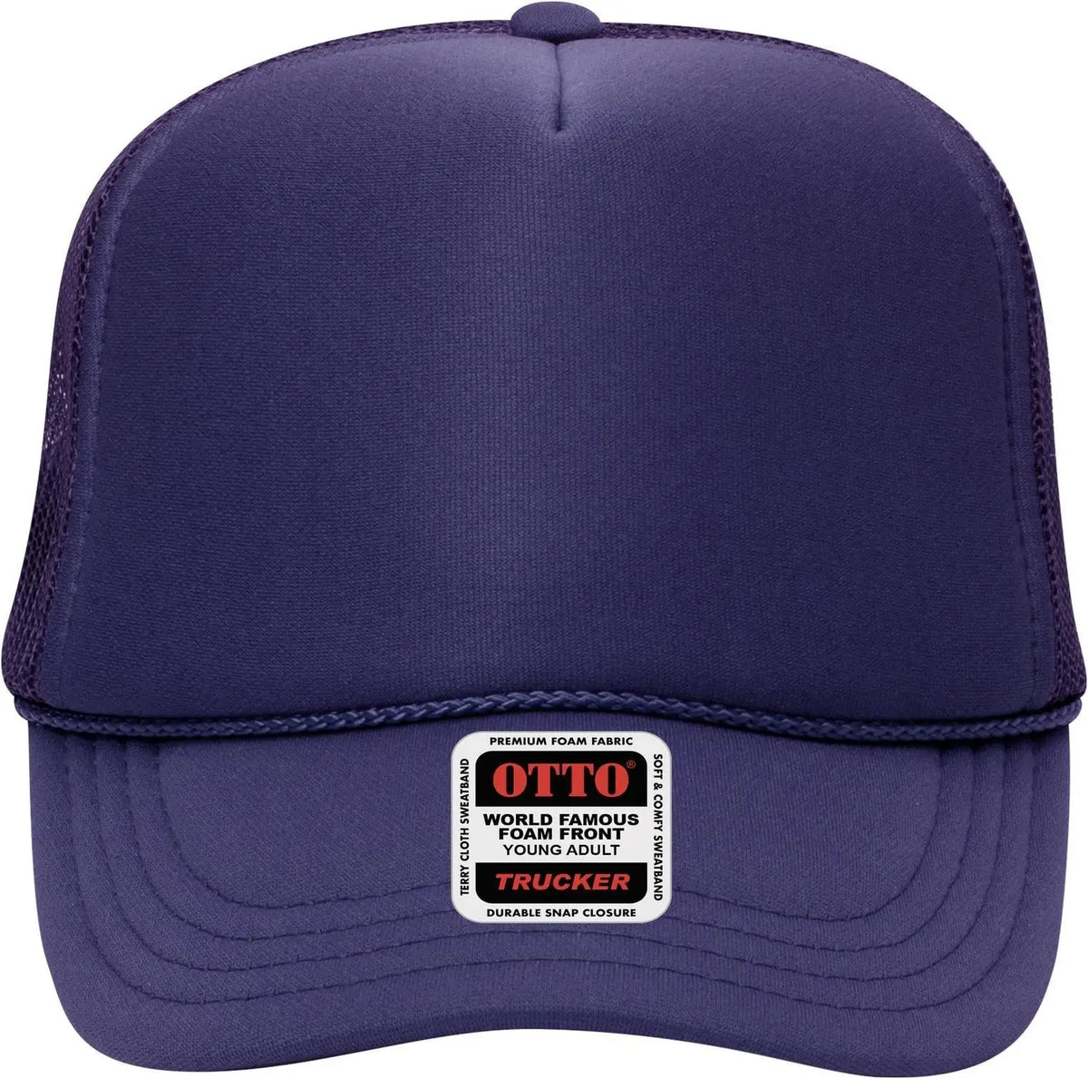 Otto 39-165 5 Panel High Crown Mesh Back Trucker Cap - Purple