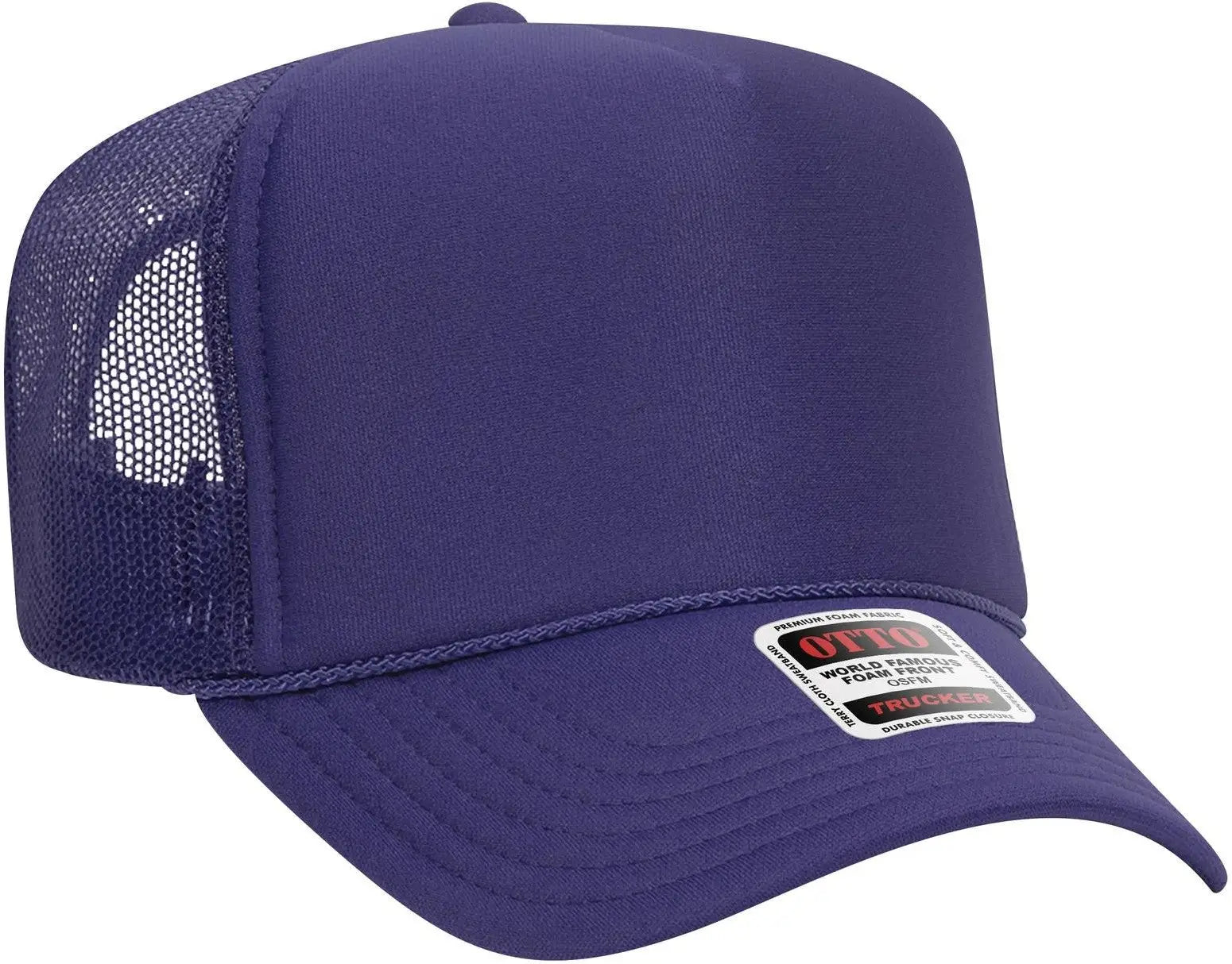 Otto 39-165 5 Panel High Crown Mesh Back Trucker Cap - Purple