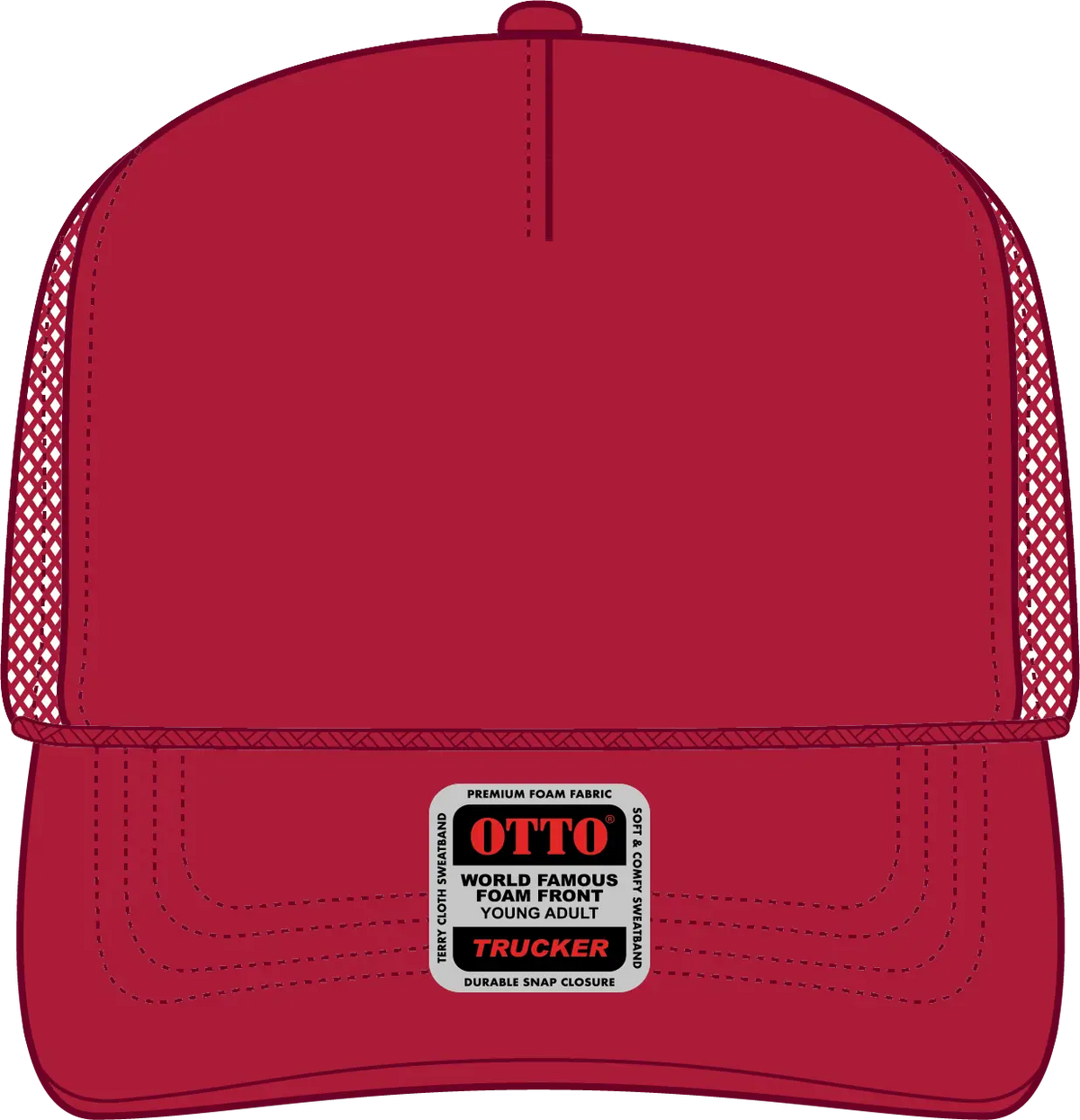 Otto 39-165 5 Panel High Crown Mesh Back Trucker Cap - Red - 6’’ - 7 1/8’’
