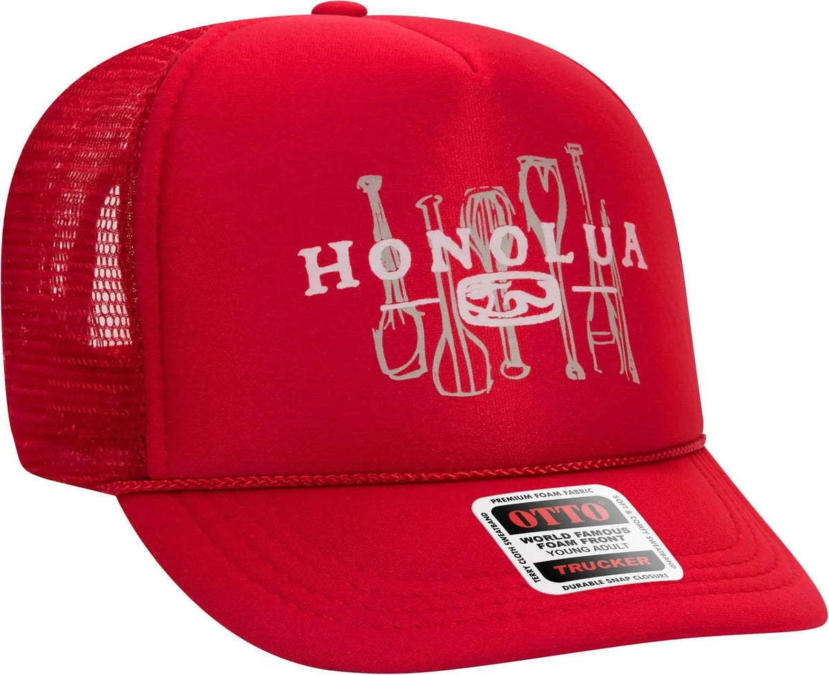 Otto 39-165 5 Panel High Crown Mesh Back Trucker Cap - Red
