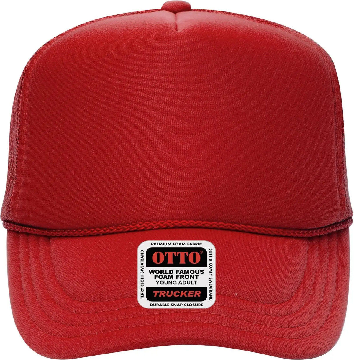 Otto 39-165 5 Panel High Crown Mesh Back Trucker Cap - Red