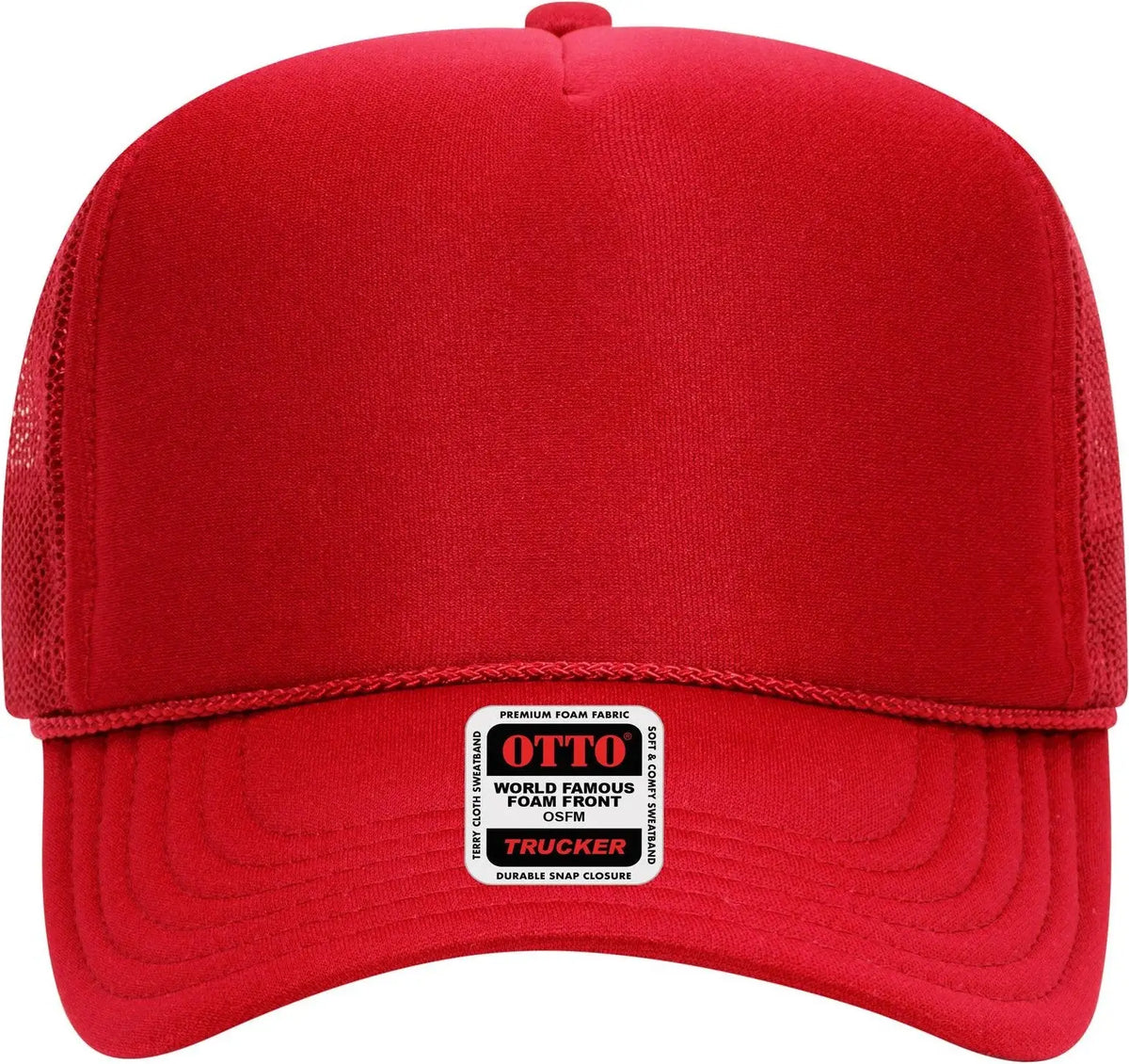Otto 39-165 5 Panel High Crown Mesh Back Trucker Cap - Red
