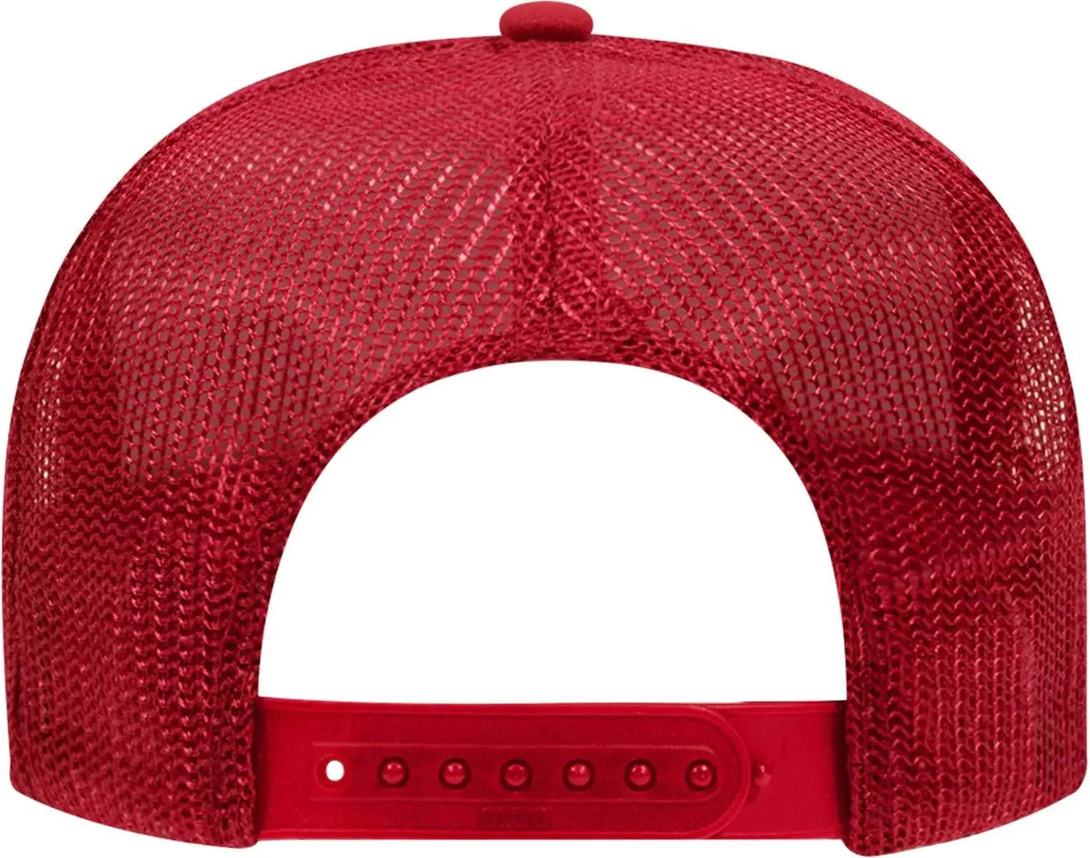 Otto 39-165 5 Panel High Crown Mesh Back Trucker Cap - Red