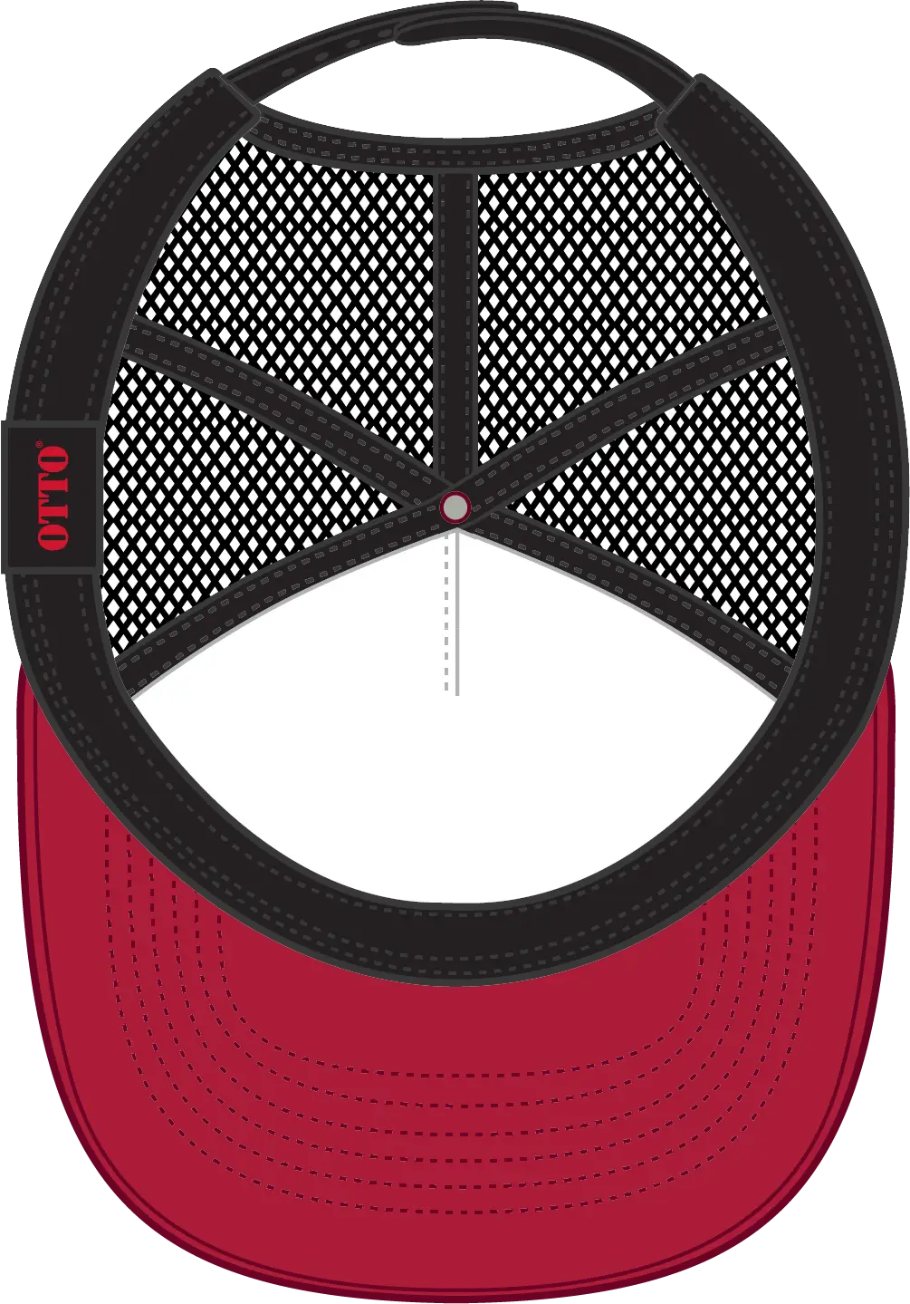 Otto 39-165 5 Panel High Crown Mesh Back Trucker Cap - Red/red/blk
