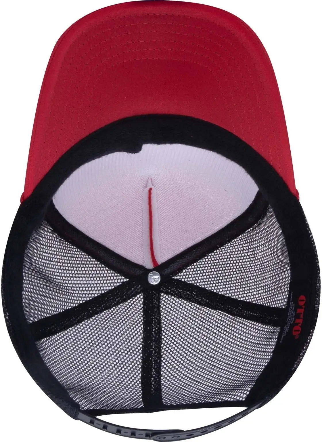 Otto 39-165 5 Panel High Crown Mesh Back Trucker Cap - Red/red/blk