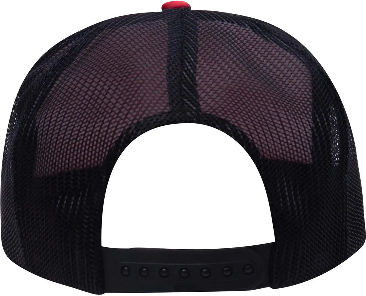 Otto 39-165 5 Panel High Crown Mesh Back Trucker Cap - Red/red/blk