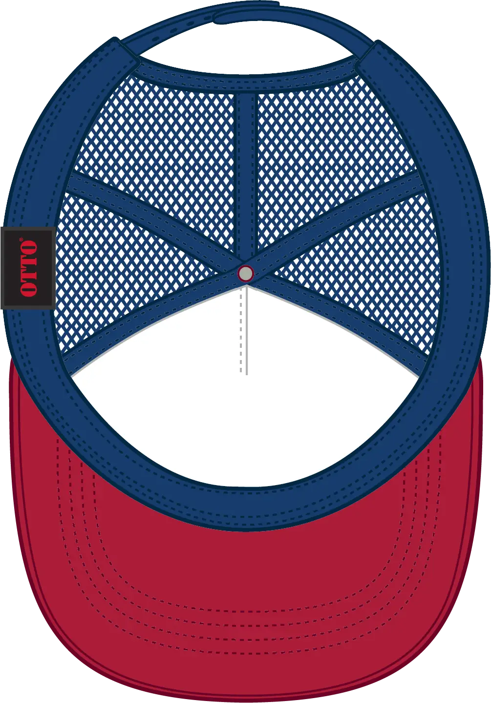 Otto 39-165 5 Panel High Crown Mesh Back Trucker Cap - Red/wht/ryl