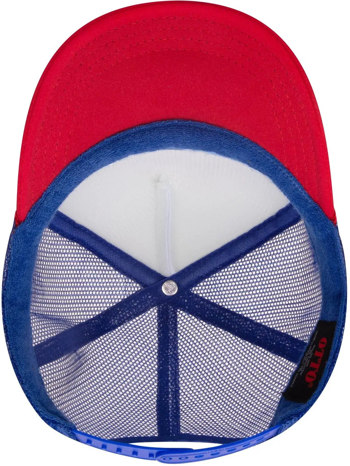 Otto 39-165 5 Panel High Crown Mesh Back Trucker Cap - Red/wht/ryl