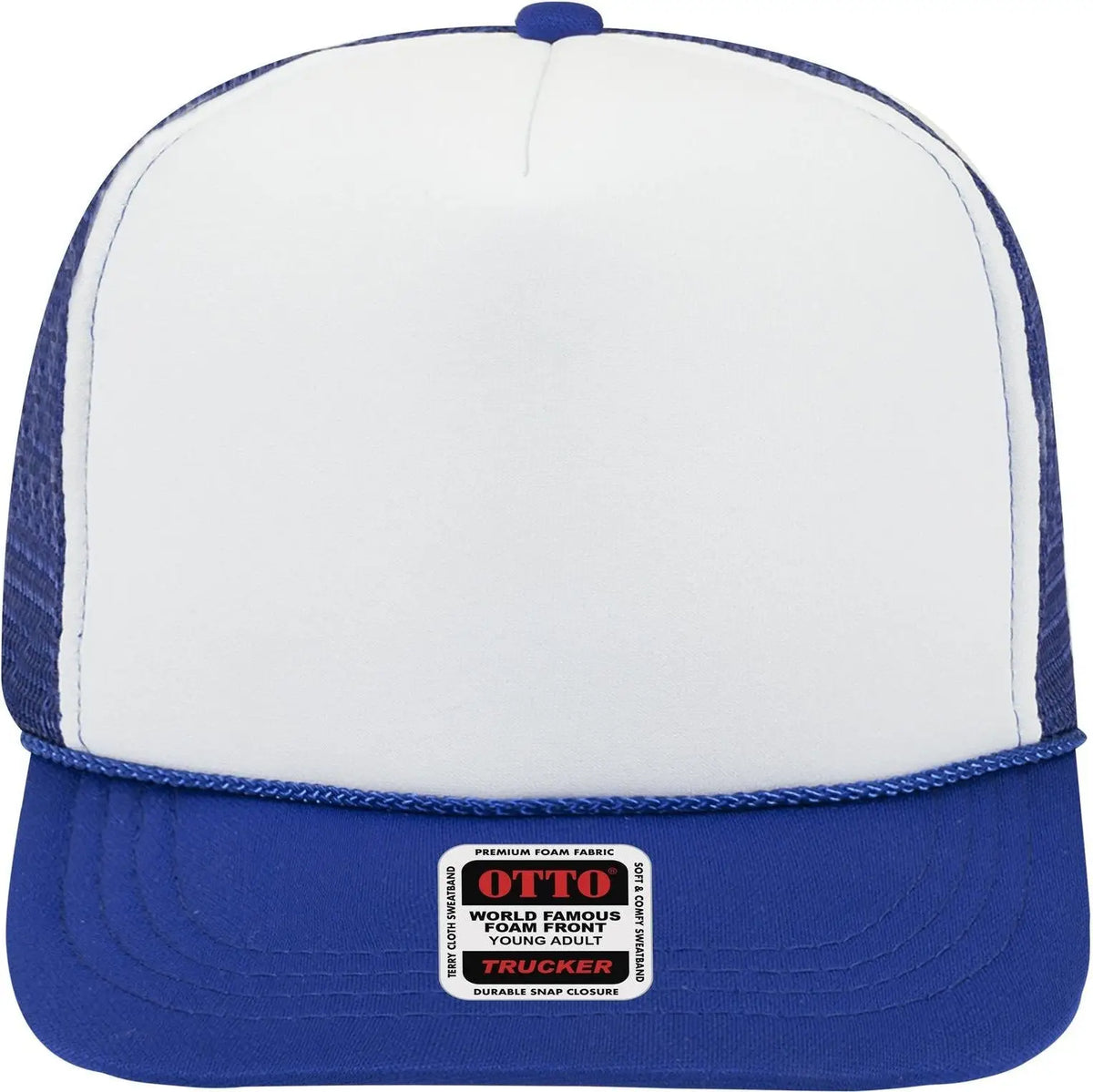 Otto 39-165 5 Panel High Crown Mesh Back Trucker Cap - Ryl/wht/ryl