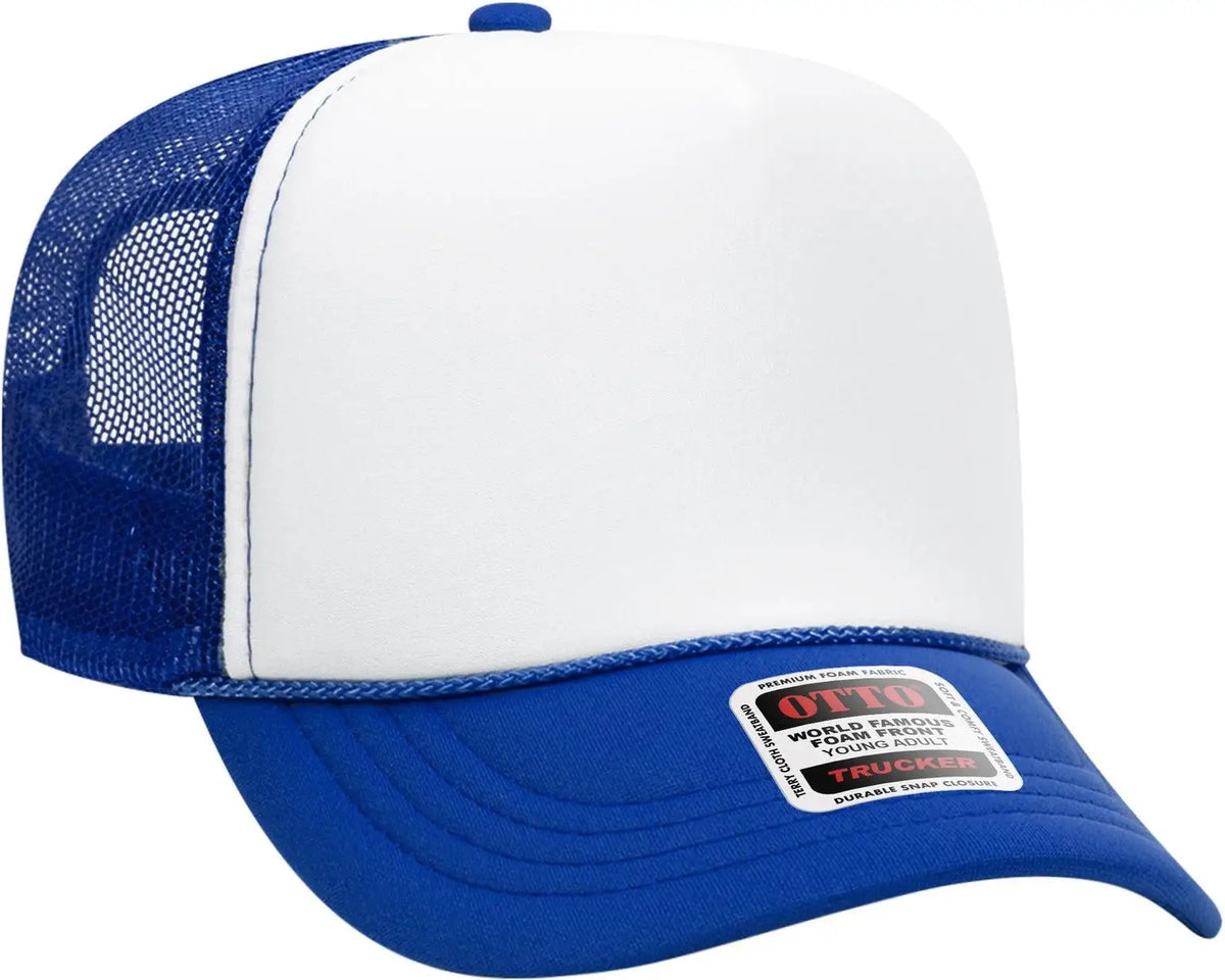 Otto 39-165 5 Panel High Crown Mesh Back Trucker Cap - Ryl/wht/ryl