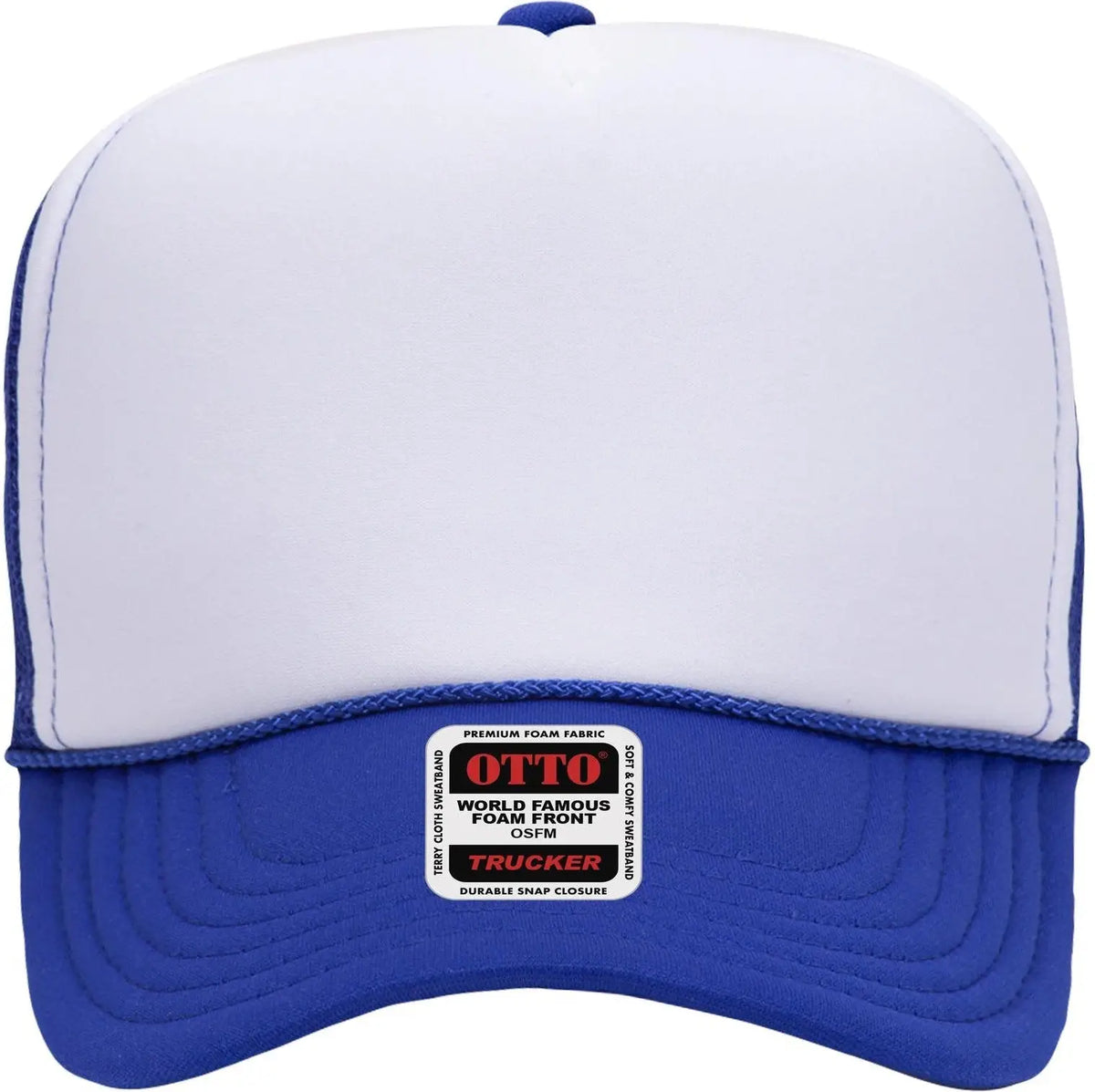Otto 39-165 5 Panel High Crown Mesh Back Trucker Cap - Ryl/wht/ryl