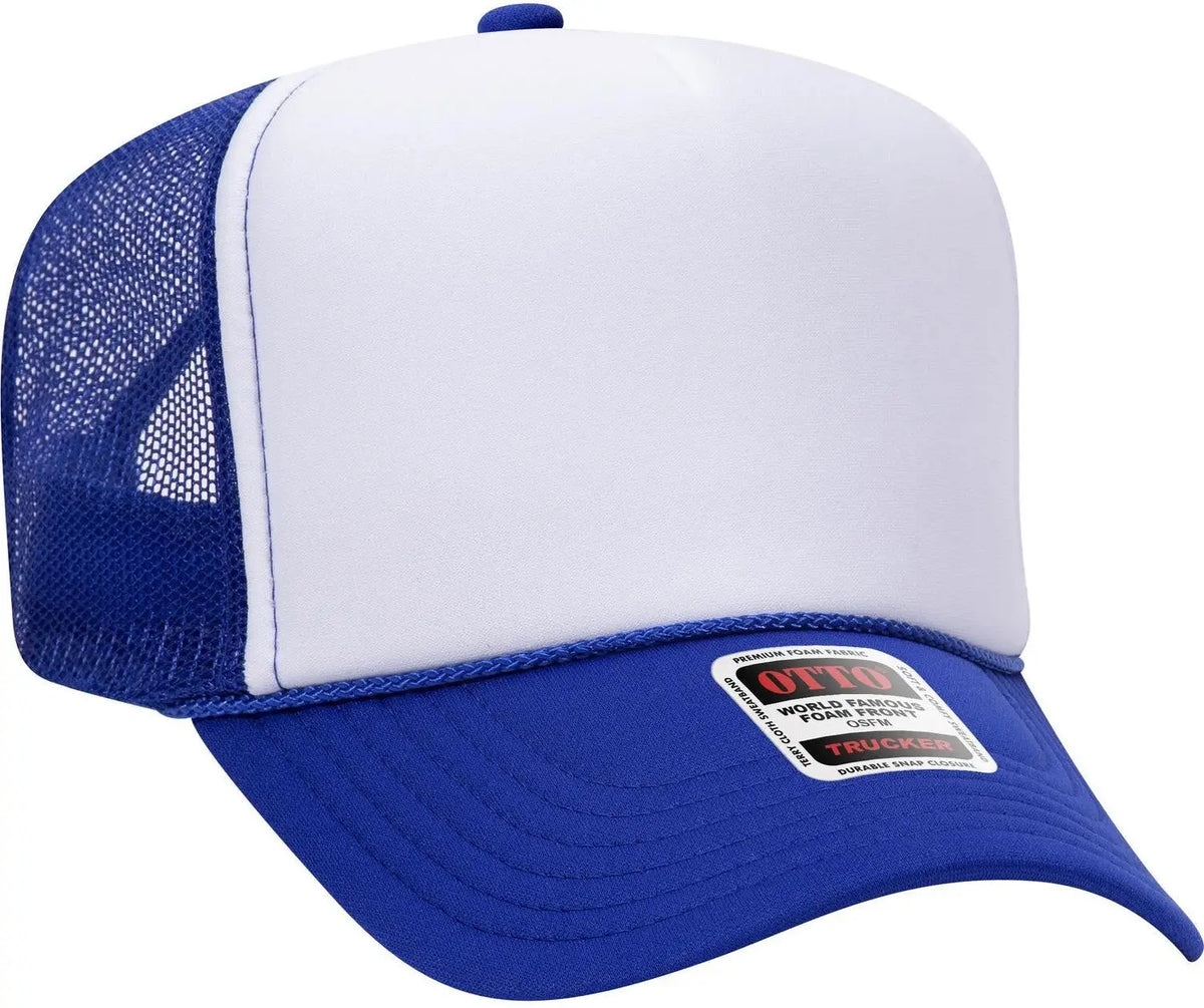 Otto 39-165 5 Panel High Crown Mesh Back Trucker Cap - Ryl/wht/ryl