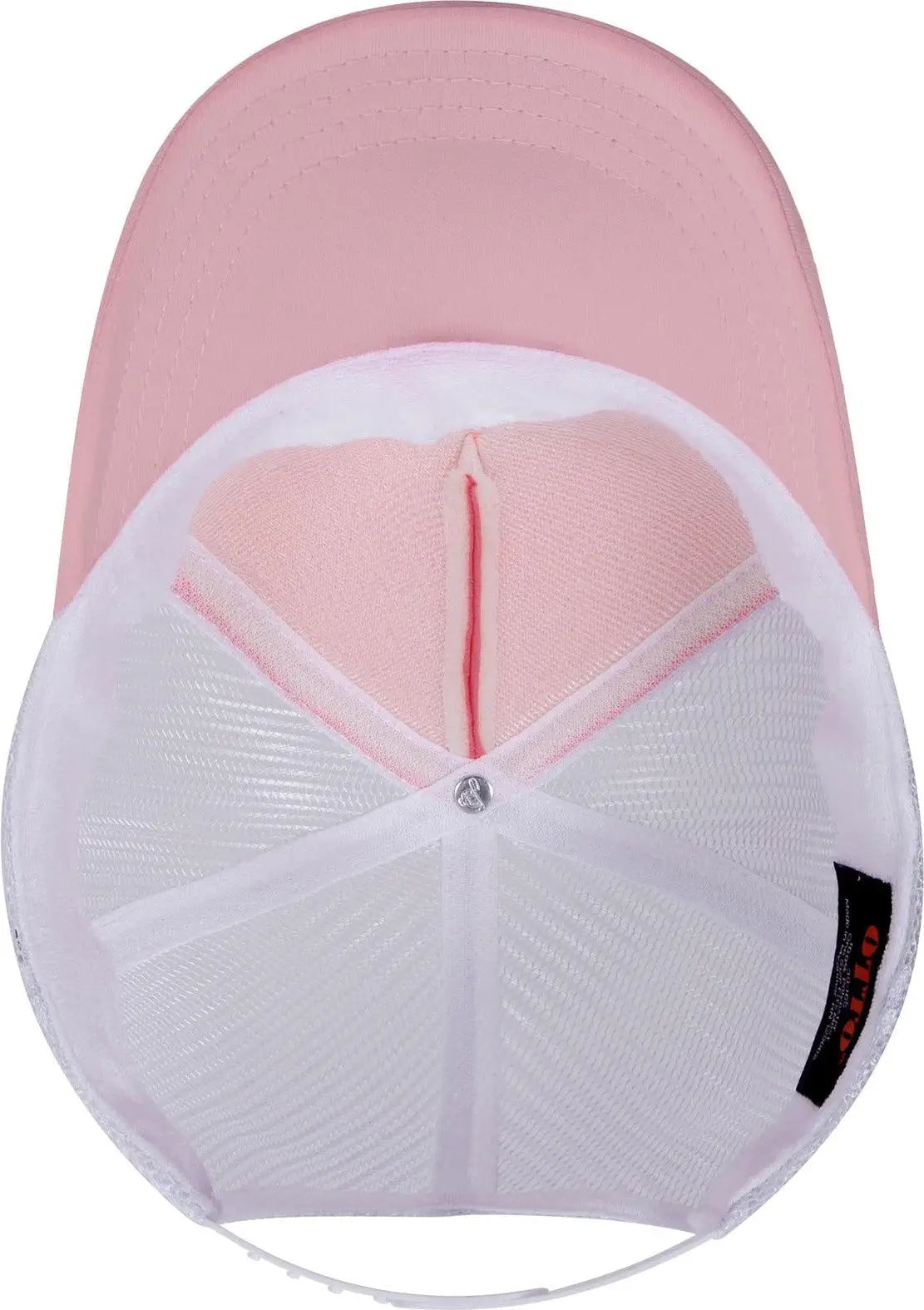 Otto 39-165 5 Panel High Crown Mesh Back Trucker Cap - S.pnk/s.pnk/wht - 6 1/2’’ - 7 5/8’’