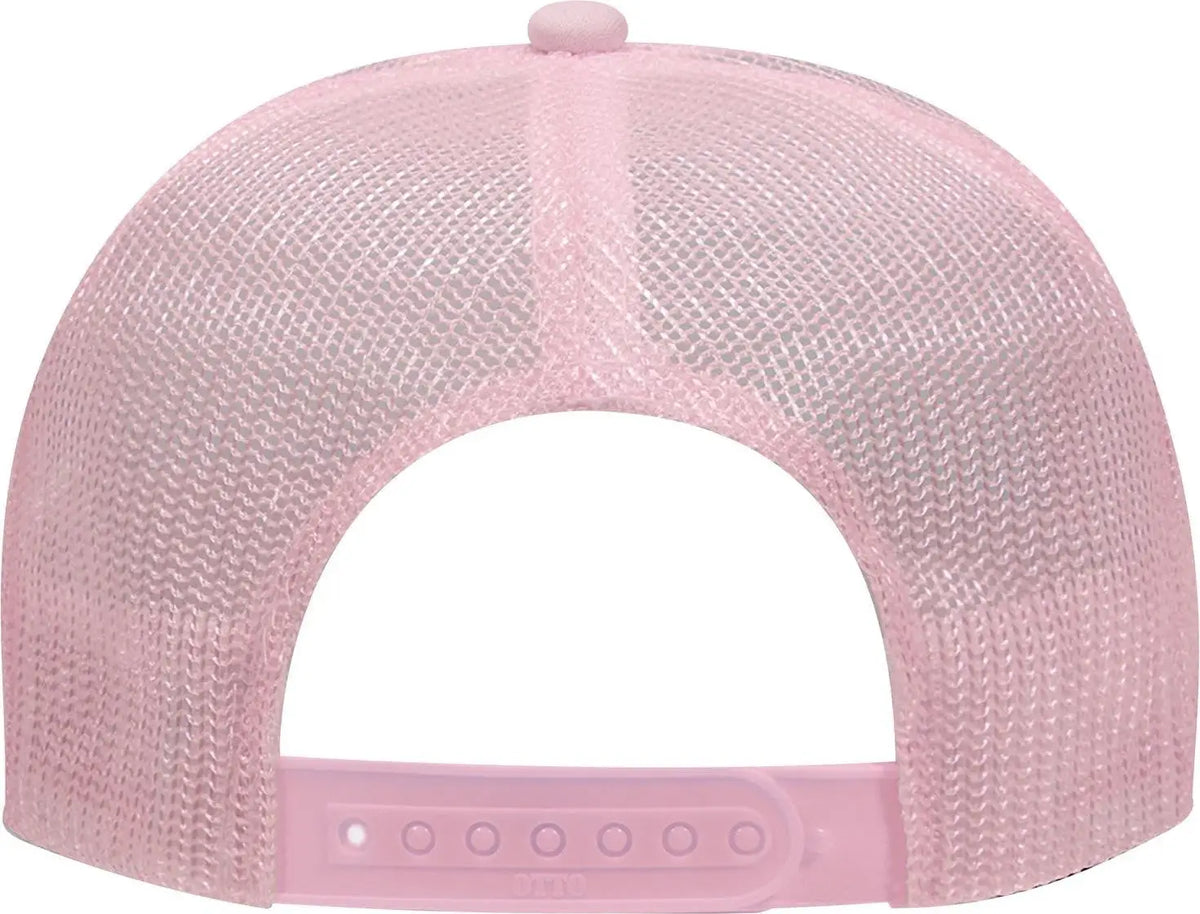 Otto 39-165 5 Panel High Crown Mesh Back Trucker Cap - S.pnk/wht/s.pnk - 6 1/2’’ - 7 5/8’’
