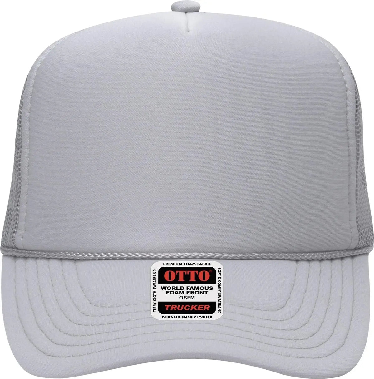 Otto 39-165 5 Panel High Crown Mesh Back Trucker Cap - Silver Gray - 6 1/2’’ - 7 5/8’’
