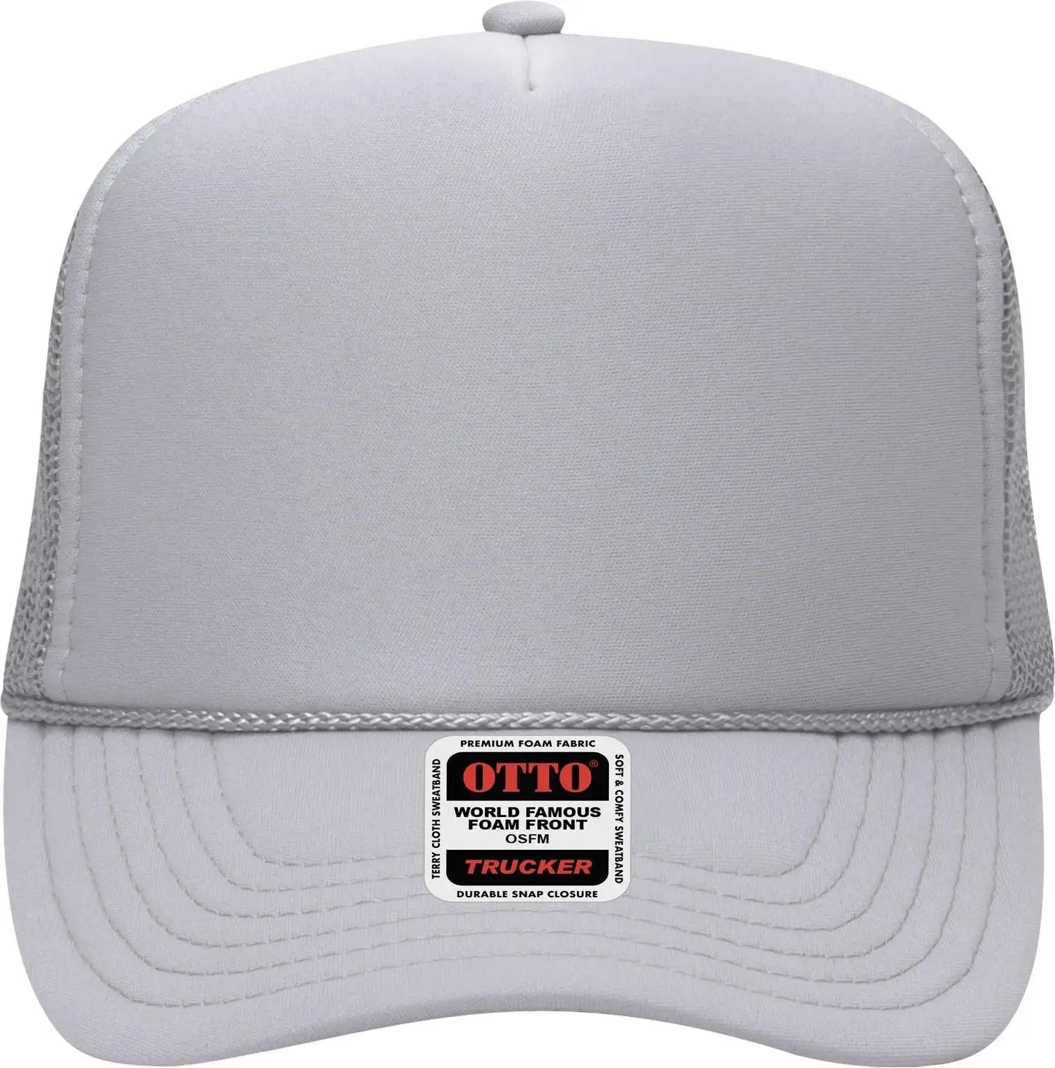 Otto 39-165 5 Panel High Crown Mesh Back Trucker Cap - Silver Gray - 6 1/2’’ - 7 5/8’’