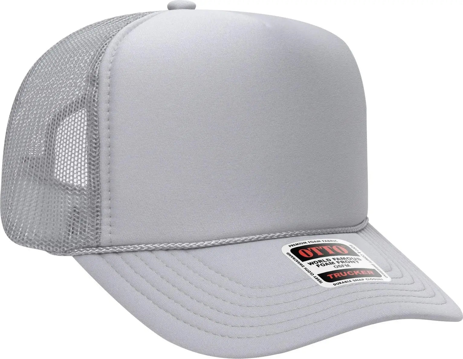 Otto 39-165 5 Panel High Crown Mesh Back Trucker Cap - Silver Gray - 6 1/2’’ - 7 5/8’’