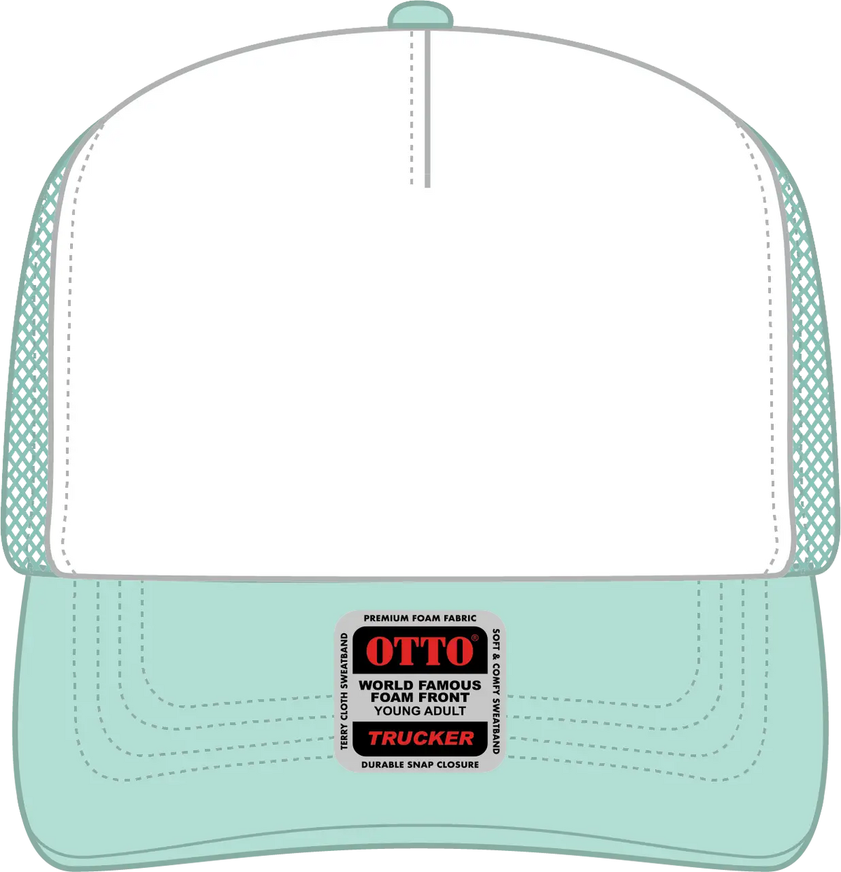 Otto 39-165 5 Panel High Crown Mesh Back Trucker Cap - Sm Grn/wht/sm Grn - 6’’ - 7 1/8’’