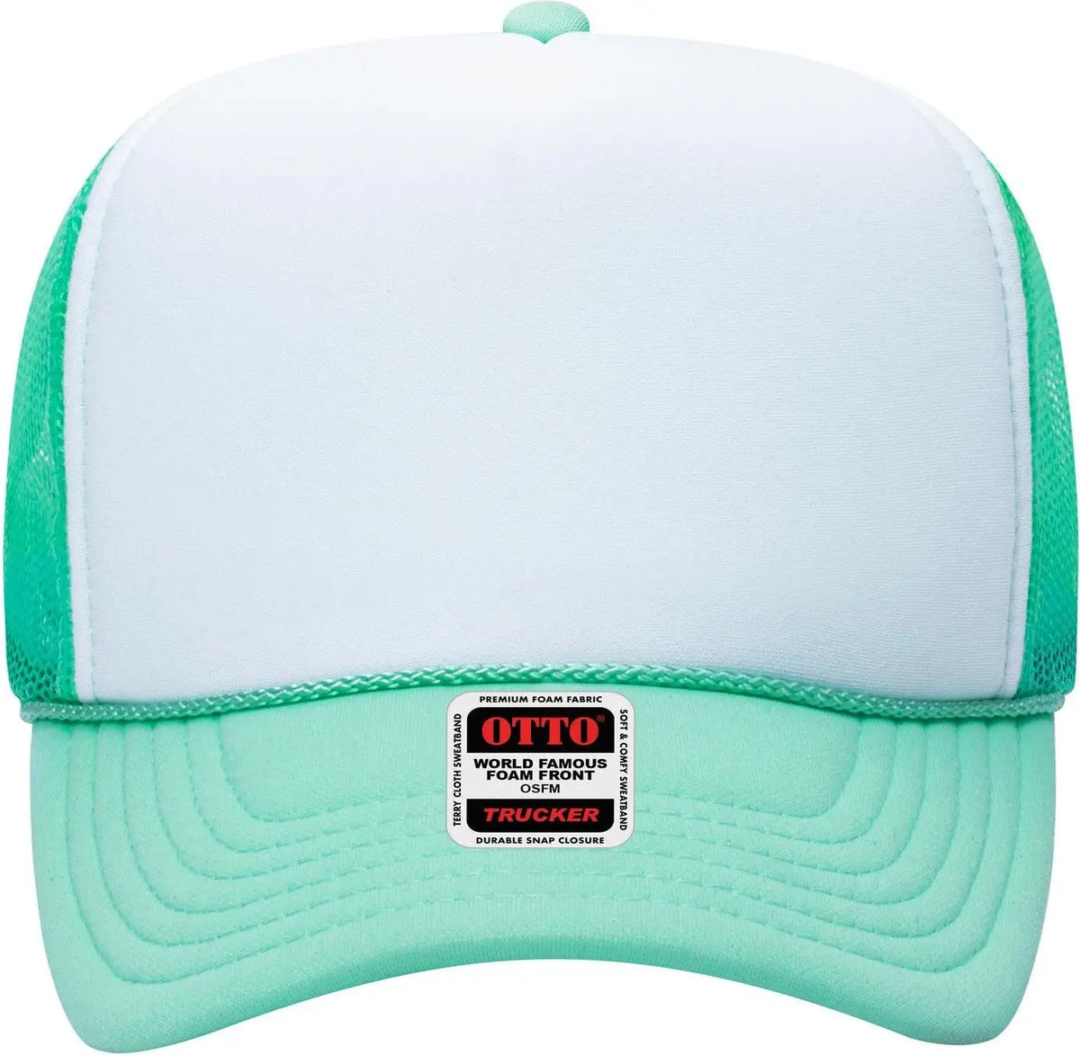 Otto 39-165 5 Panel High Crown Mesh Back Trucker Cap - Sm Grn/wht/sm Grn