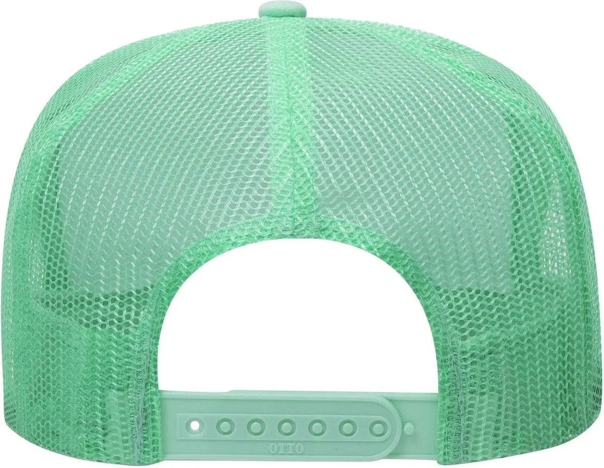 Otto 39-165 5 Panel High Crown Mesh Back Trucker Cap - Sm Grn/wht/sm Grn