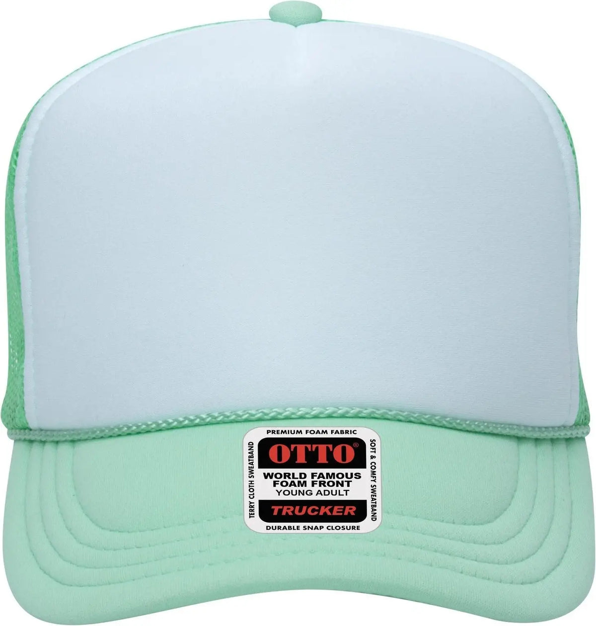 Otto 39-165 5 Panel High Crown Mesh Back Trucker Cap - Sm Grn/wht/sm Grn