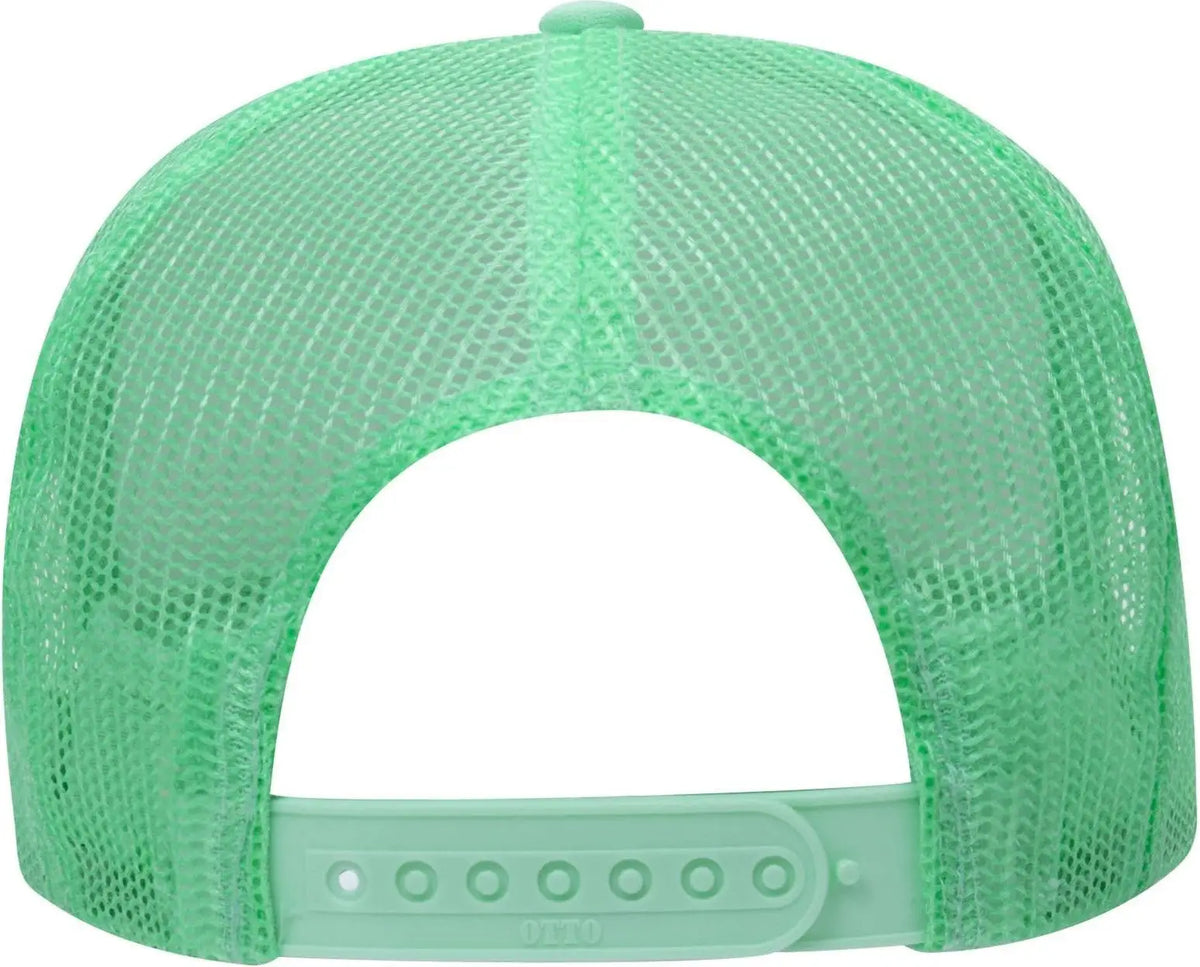 Otto 39-165 5 Panel High Crown Mesh Back Trucker Cap - Sm Grn/wht/sm Grn