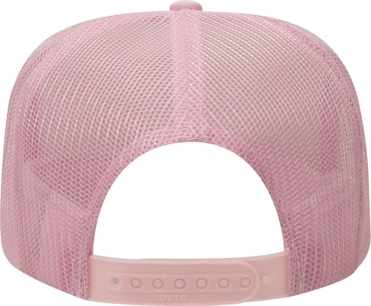Otto 39-165 5 Panel High Crown Mesh Back Trucker Cap - Soft Pink