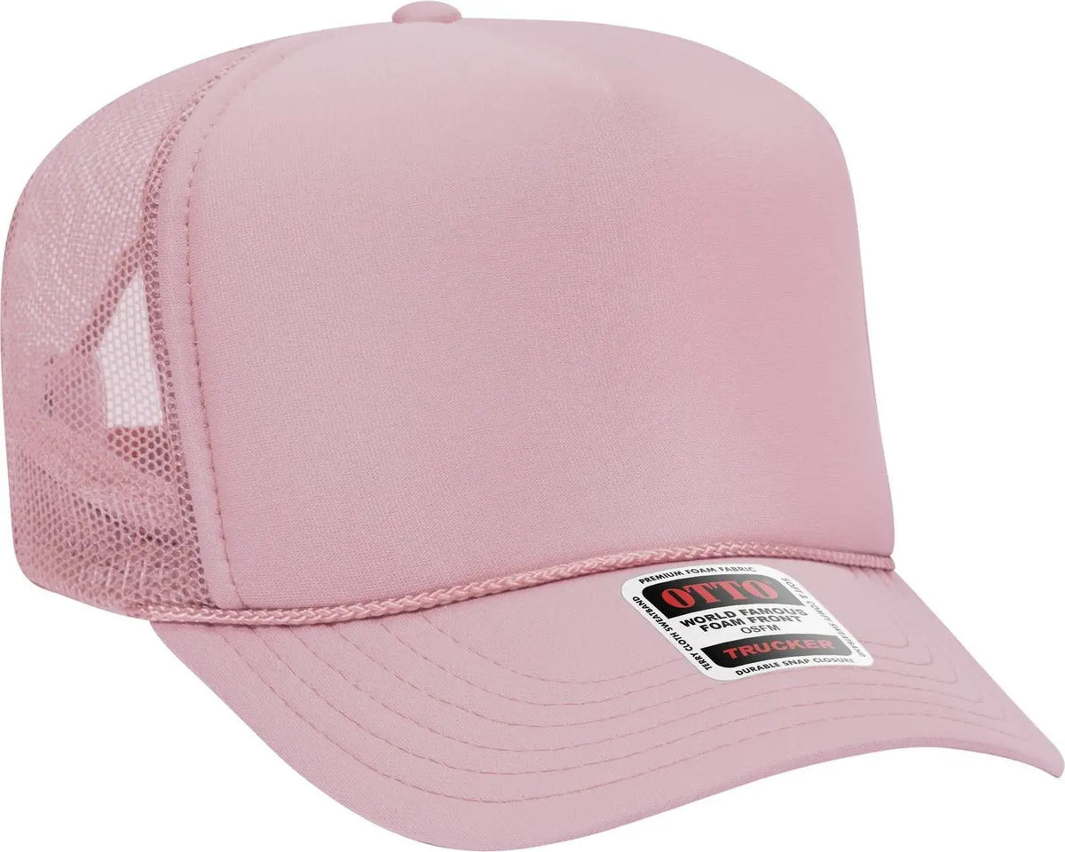Otto 39-165 5 Panel High Crown Mesh Back Trucker Cap - Soft Pink