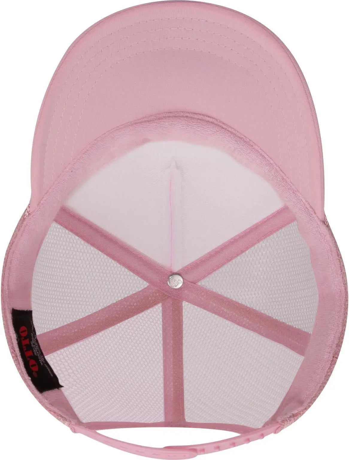 Otto 39-165 5 Panel High Crown Mesh Back Trucker Cap - Soft Pink