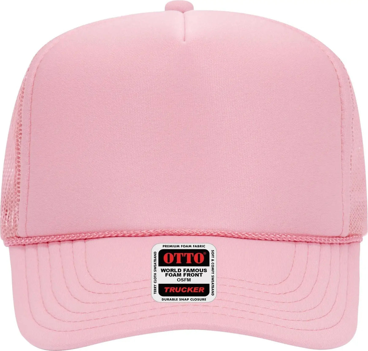 Otto 39-165 5 Panel High Crown Mesh Back Trucker Cap - Soft Pink