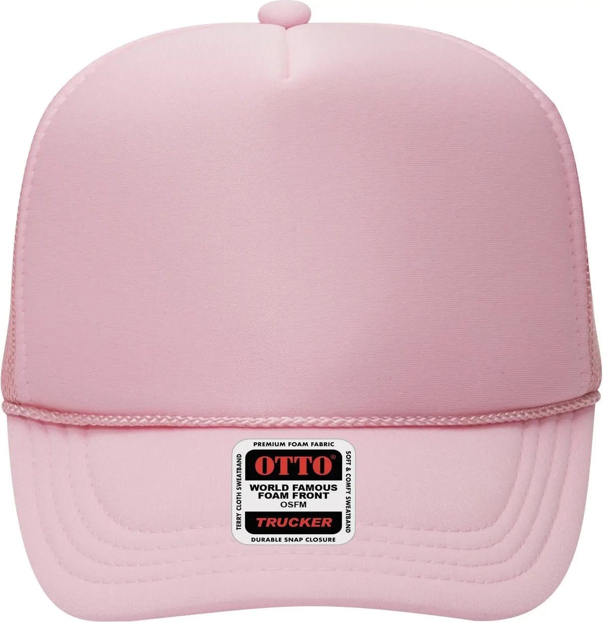 Otto 39-165 5 Panel High Crown Mesh Back Trucker Cap - Soft Pink