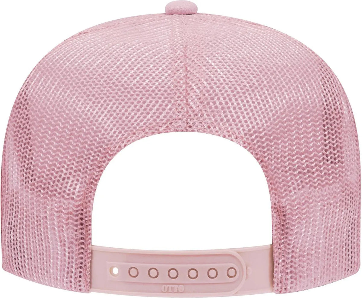 Otto 39-165 5 Panel High Crown Mesh Back Trucker Cap - Soft Pink