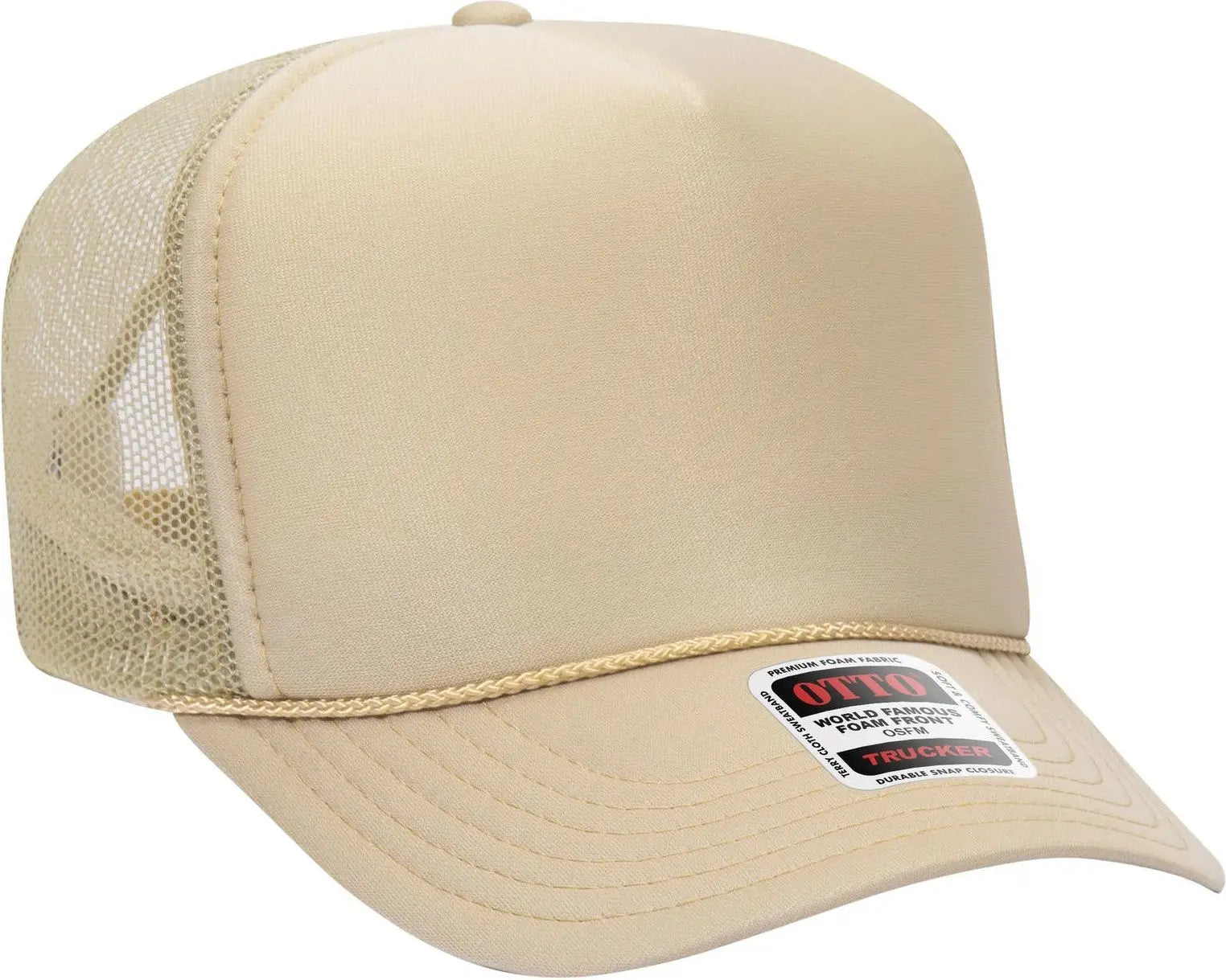 Otto 39-165 5 Panel High Crown Mesh Back Trucker Cap - Tan