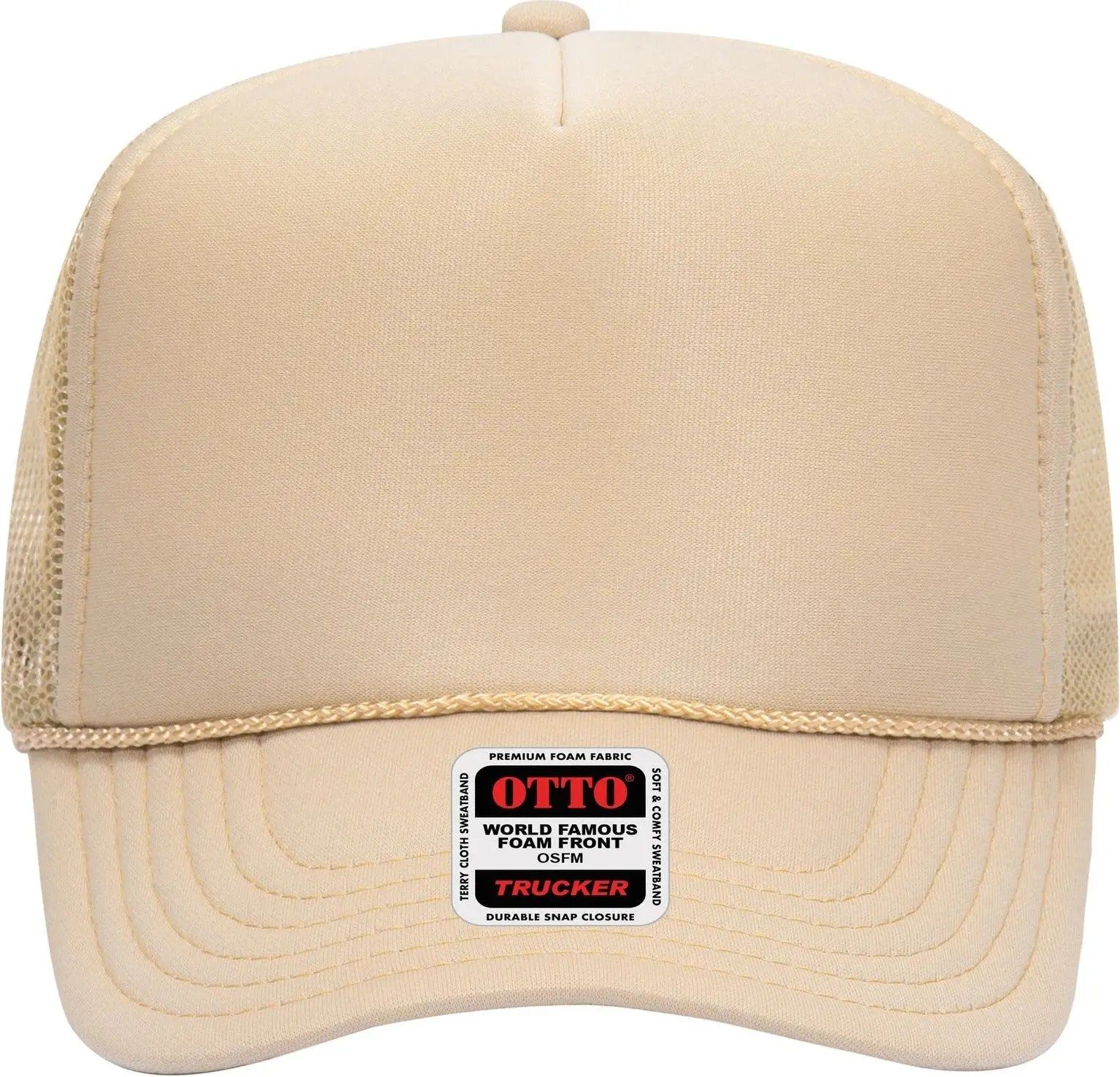 Otto 39-165 5 Panel High Crown Mesh Back Trucker Cap - Tan