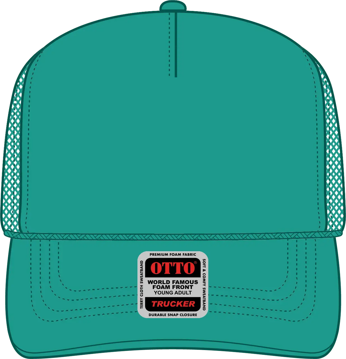 Otto 39-165 5 Panel High Crown Mesh Back Trucker Cap - Turquoise