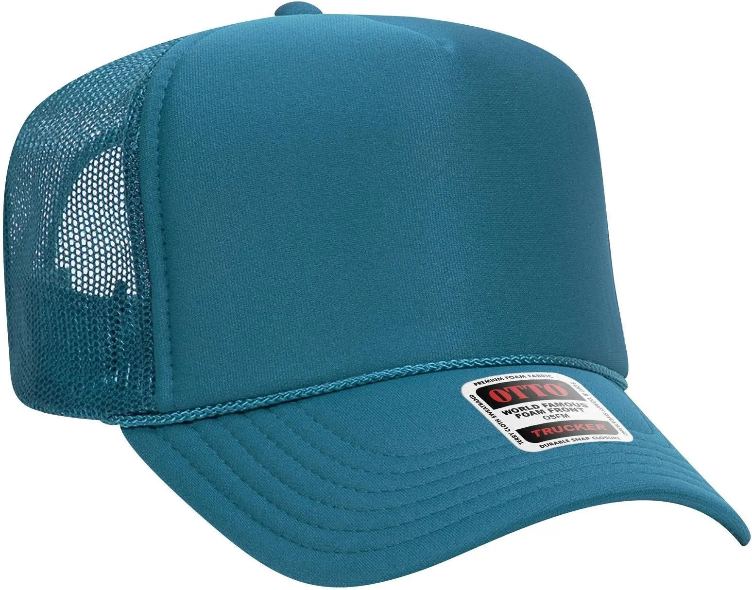 Otto 39-165 5 Panel High Crown Mesh Back Trucker Cap - Turquoise