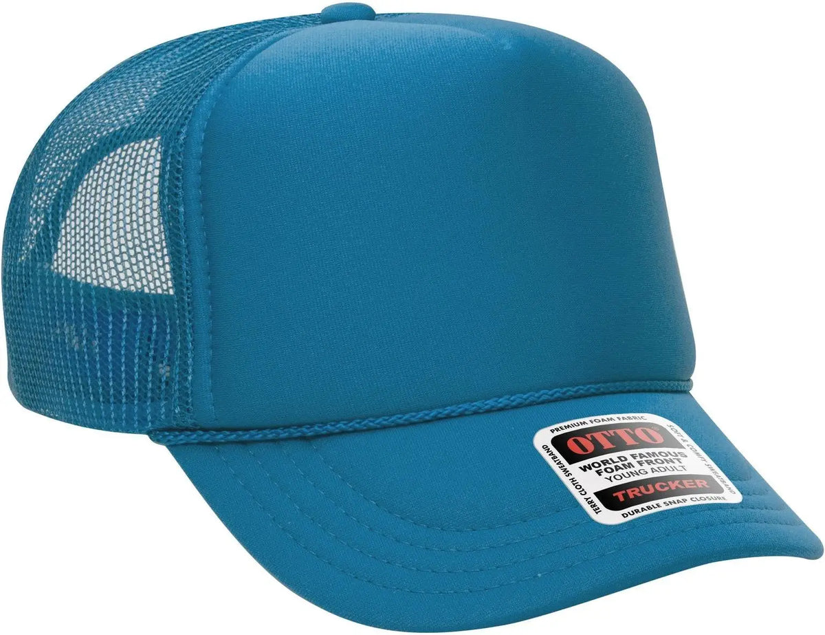 Otto 39-165 5 Panel High Crown Mesh Back Trucker Cap - Turquoise